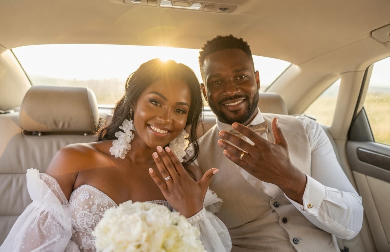 A couple celebrating their wedding day with Xryde