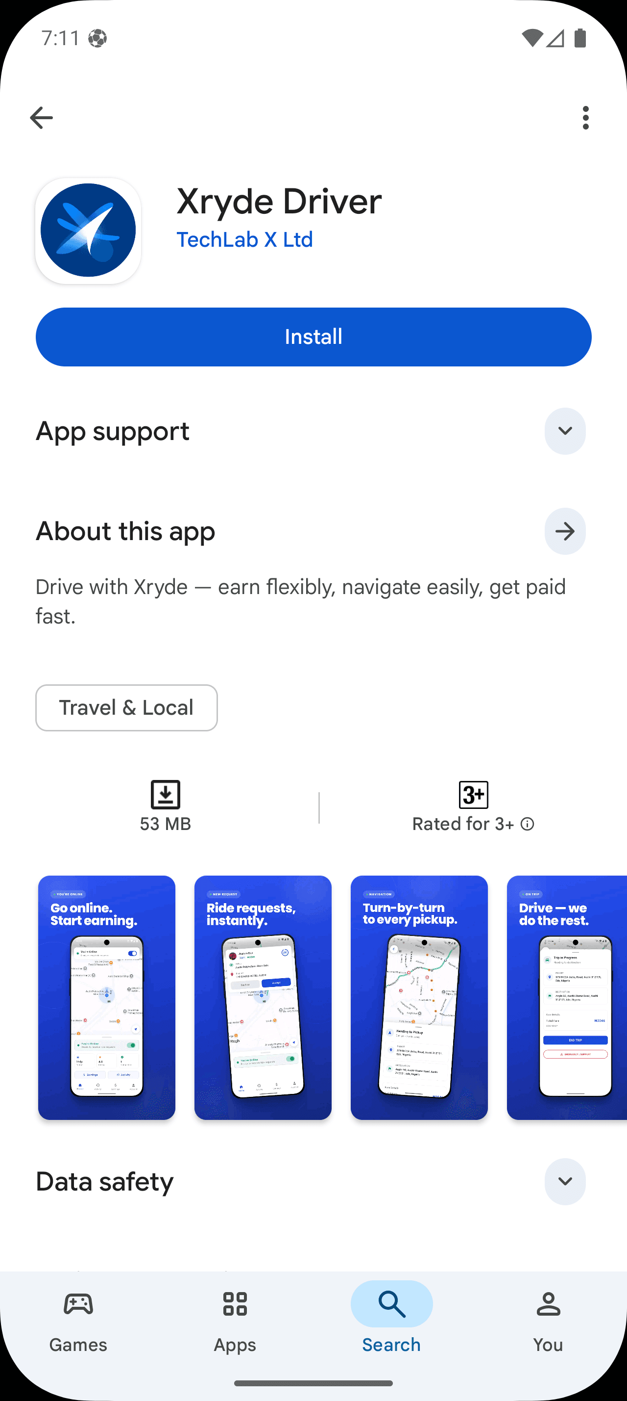 The Xryde Driver app live on the Google Play Store